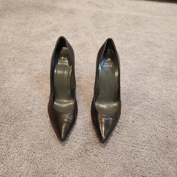 Stuart Weitzman 100 Pumps Black Leather - Picture 1 of 3